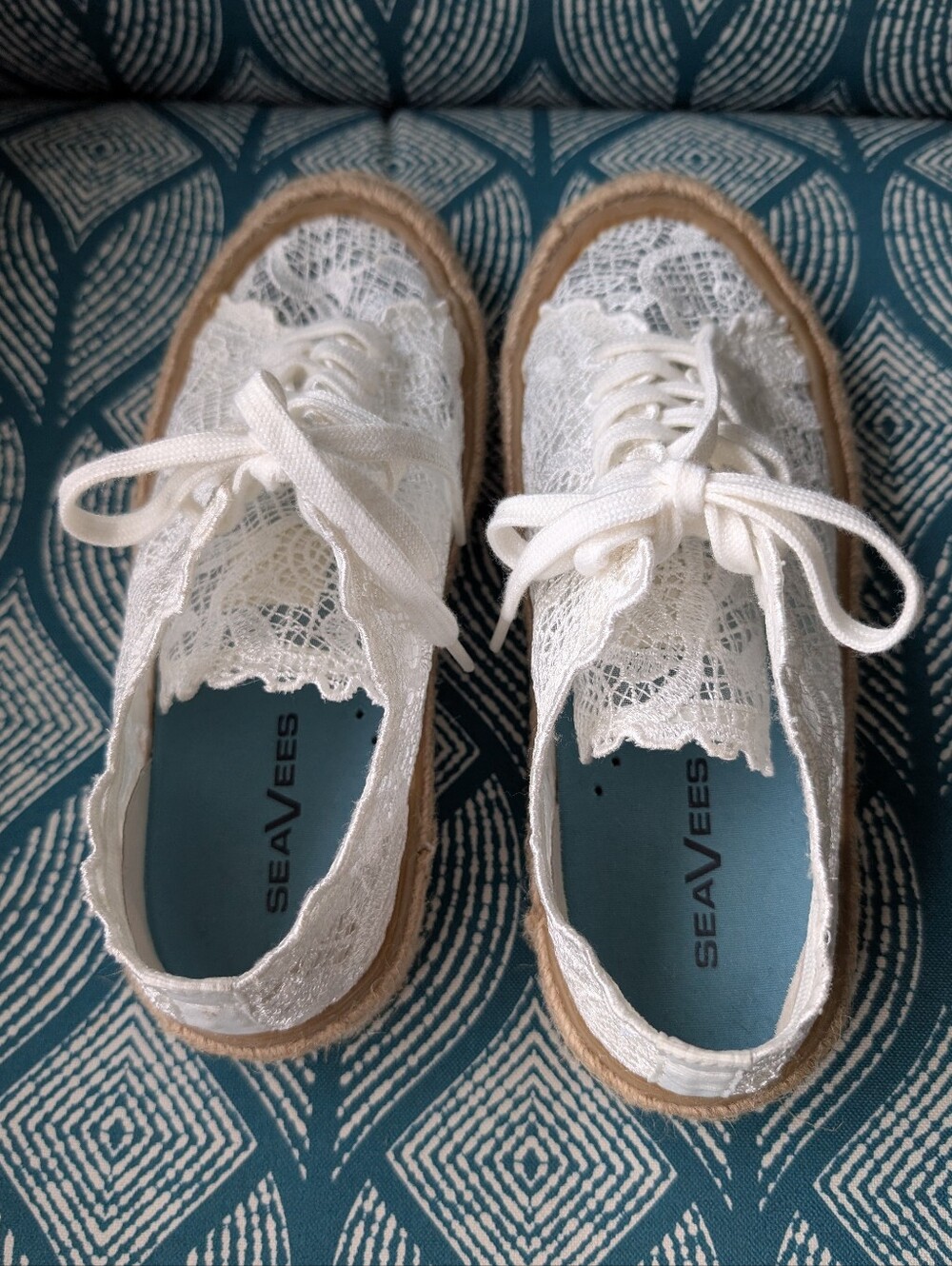 SeaVees White Lace Espadrille Sneakers 7.5 - Picture 2 of 10